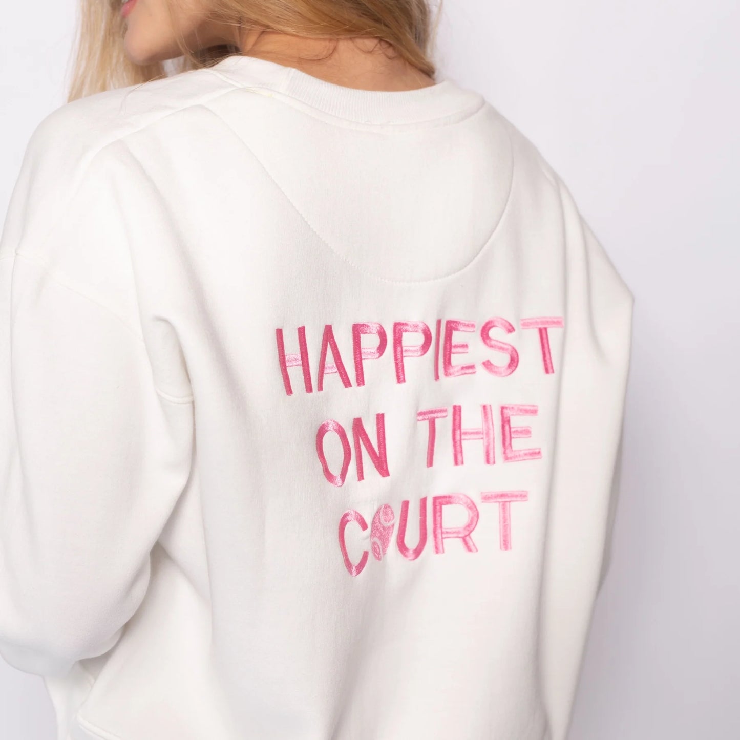Happiest on the Court sweatshirt - ivory/pink