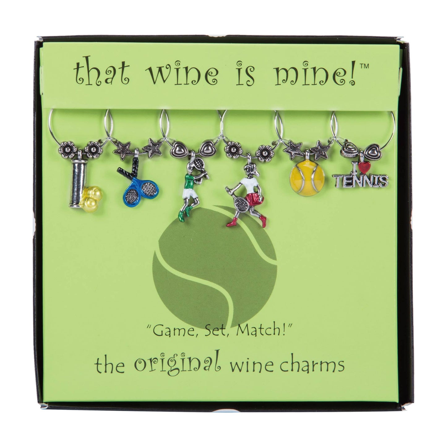Tennis Wine Charms
