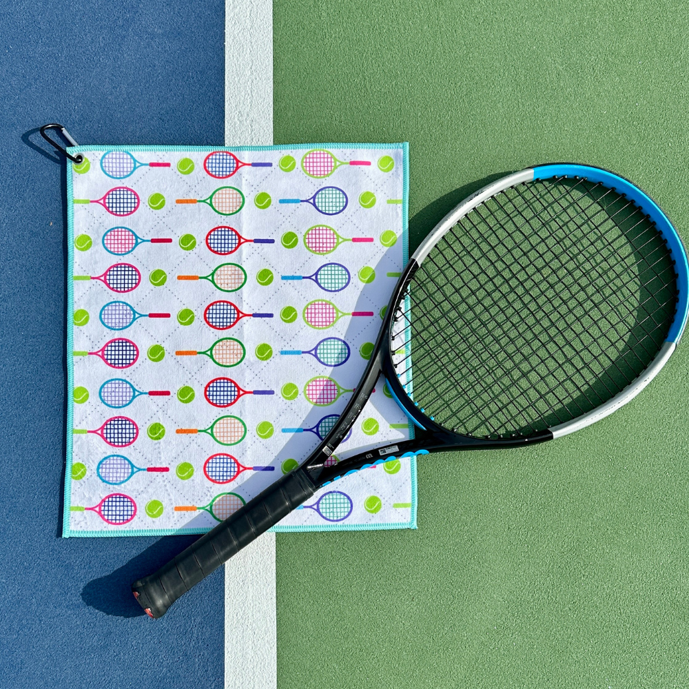 Tennis Racket Towel- Microfiber & Cotton Athletic Towels wit