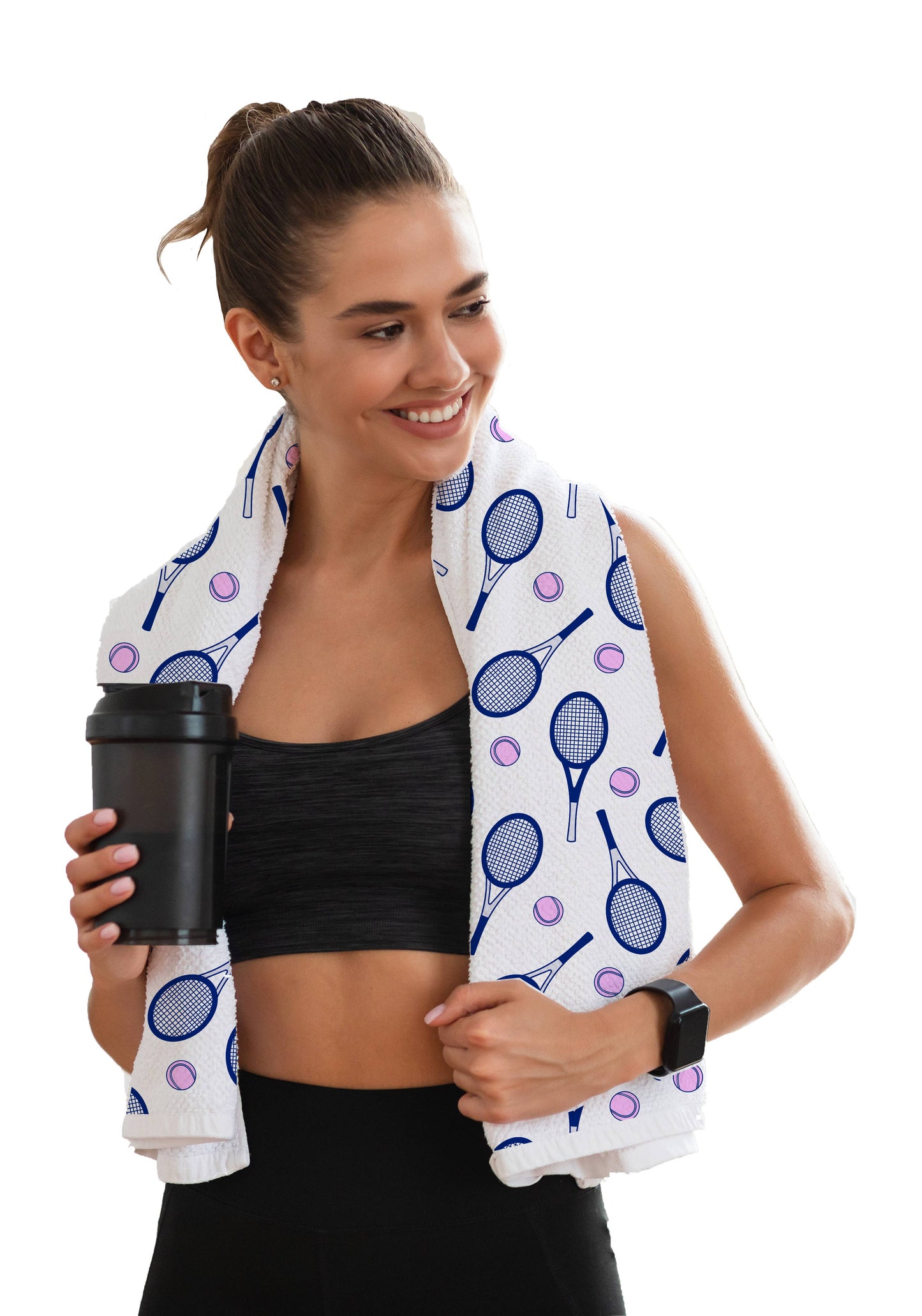 Sports Towel - Tennis (Navy & Pink)