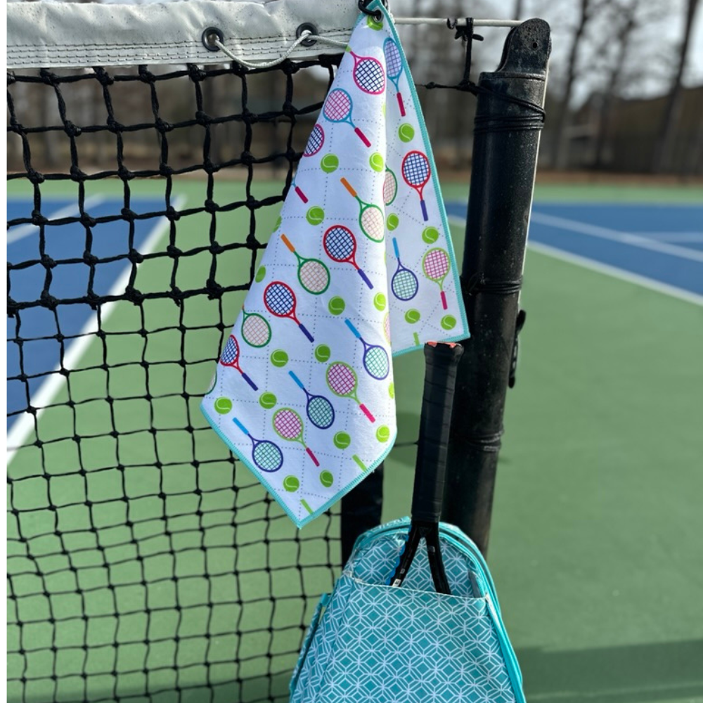 Tennis Racket Towel- Microfiber & Cotton Athletic Towels wit