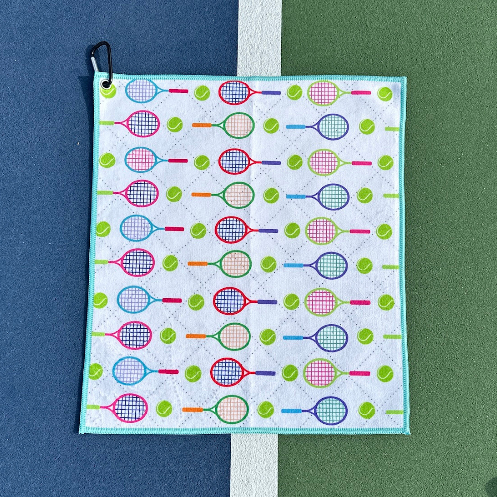 Tennis Racket Towel- Microfiber & Cotton Athletic Towels wit