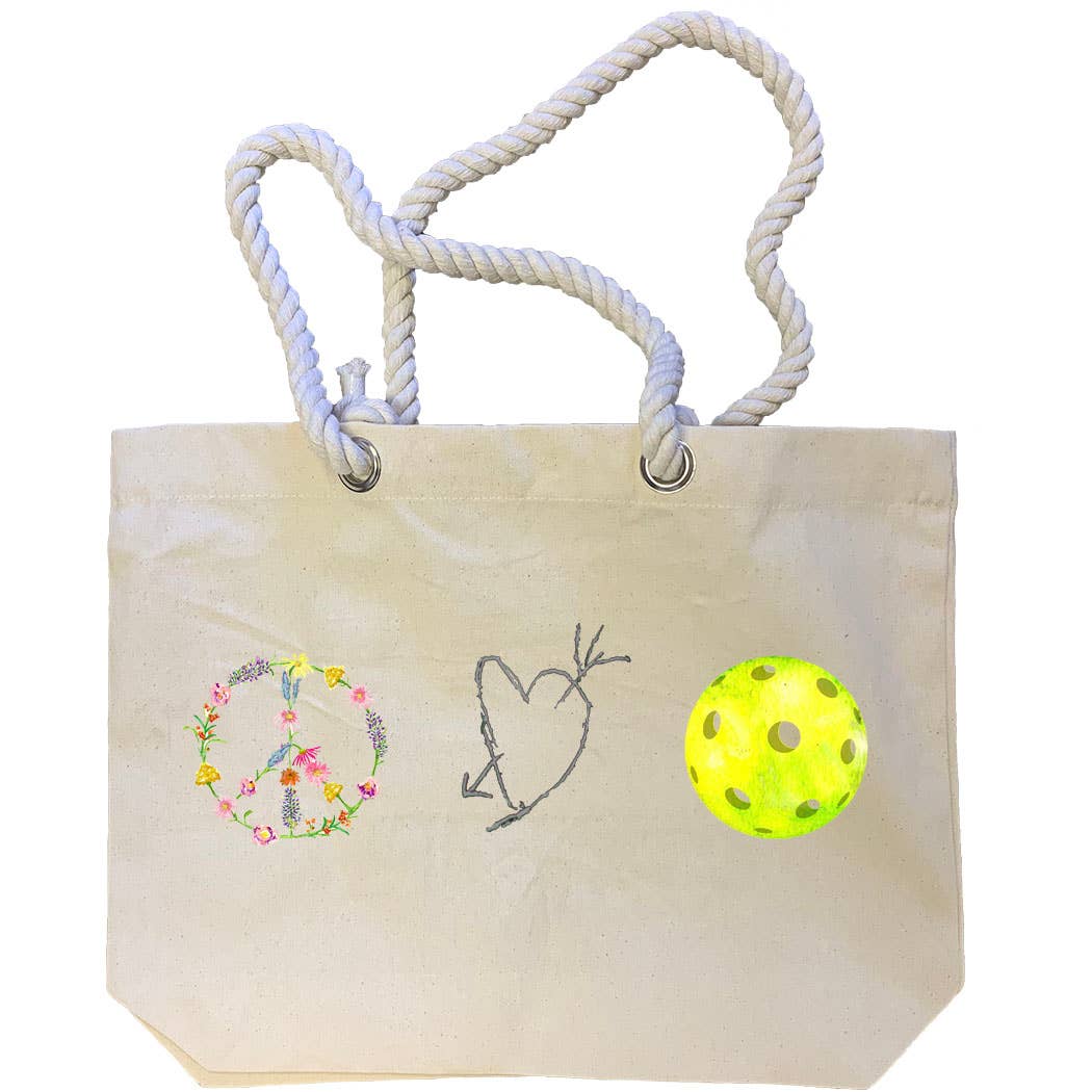 Peace Love Pickleball Canvas Tote