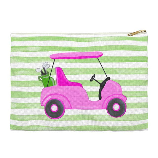 Canvas Pouch - Pink Golf Cart